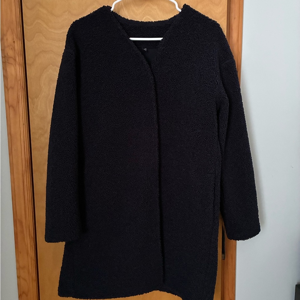 Uniqlo Navy Fleece Long Button Cardigan